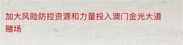 加大风险防控资源和力量投入澳门金光大道赌场