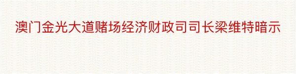 澳门金光大道赌场经济财政司司长梁维特暗示