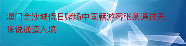 澳门金沙城假日赌场中国籍游客张某通过无陈说通道入境