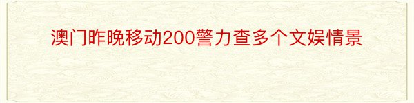 澳门昨晚移动200警力查多个文娱情景