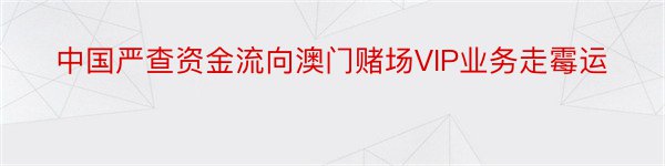 中国严查资金流向澳门赌场VIP业务走霉运