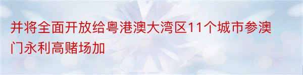 并将全面开放给粤港澳大湾区11个城市参澳门永利高赌场加