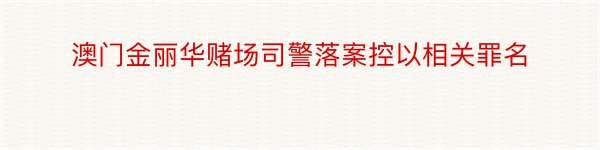 澳门金丽华赌场司警落案控以相关罪名