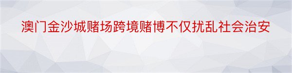 澳门金沙城赌场跨境赌博不仅扰乱社会治安