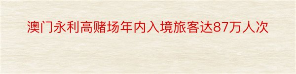 澳门永利高赌场年内入境旅客达87万人次