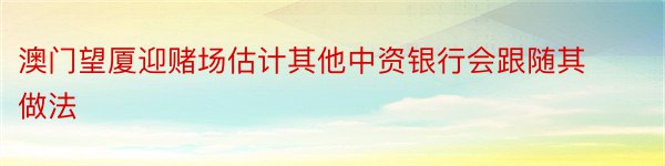 澳门望厦迎赌场估计其他中资银行会跟随其做法