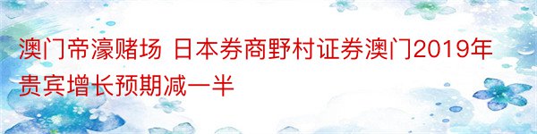 澳门帝濠赌场 日本券商野村证券澳门2019年贵宾增长预期减一半