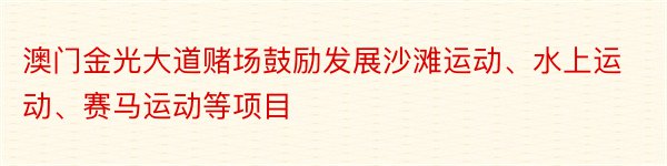 澳门金光大道赌场鼓励发展沙滩运动、水上运动、赛马运动等项目