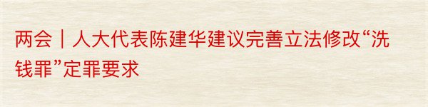 两会｜人大代表陈建华建议完善立法修改“洗钱罪”定罪要求