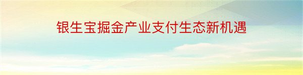 银生宝掘金产业支付生态新机遇